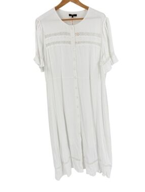 Quince White Viscose Button-Front Midi Dress NWT Size XL